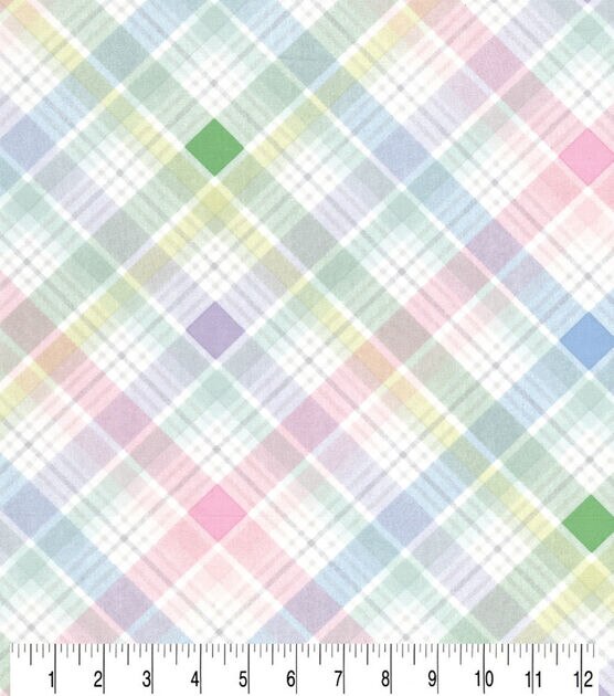 Pastel Spring Plaid Bias Easter Cotton Fabric