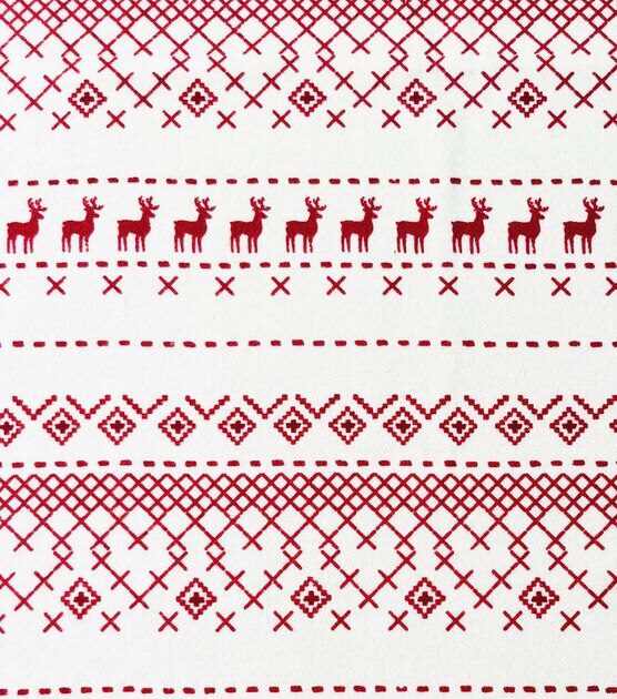 Red & White Gradient Fair Isle Christmas Luxe Flannel Fabric