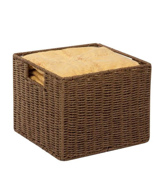 Honey Can Do 12" x 13" Brown Paper Rope Storage Basket, , hi-res, image 3