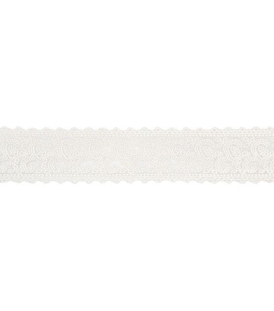 Wrights Embroidered Mesh Trim 2'' Antique White