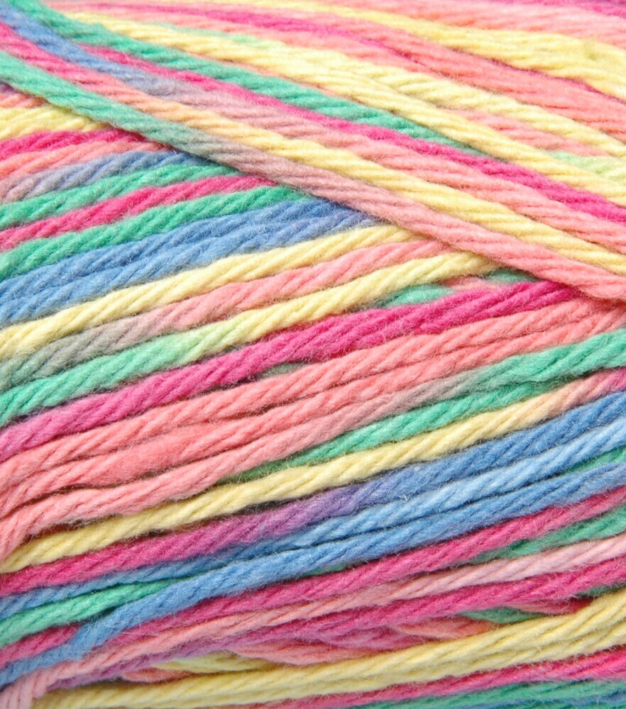 Worsted Cotton Blend 96-131yds Yarn by Big Twist, Multi Soft Rainbow, swatch, image 10