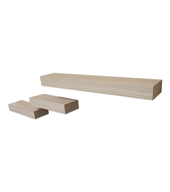 24" & 12" Light Wood Basic Wall Shelf Set 3pc by Place & Time, , hi-res, image 4