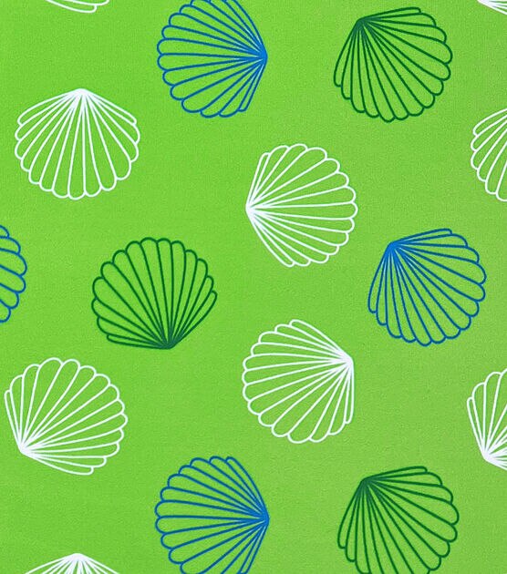 Shells on Lime Green Swim Fabric by POP!
