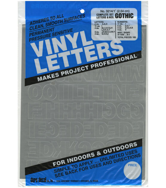 Permanent Adhesive Vinyl Letters 6 94-pkg-white