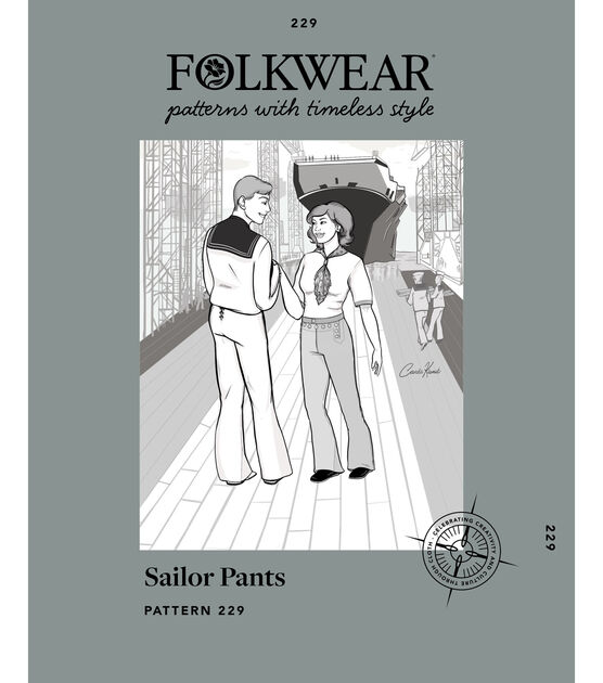 Folkwear 229 Size 30 to 42 Unisex Waist Sailor Pants Sewing Pattern