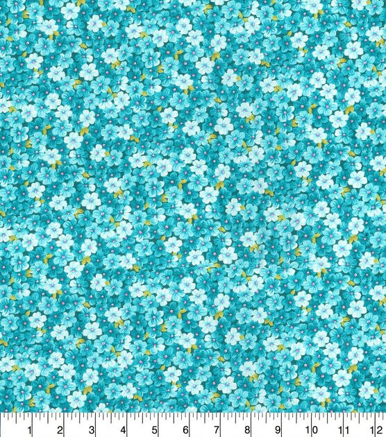 Fabric Traditions Teal Mini Floral Cotton Fabric by Keepsake Calico, , hi-res, image 2