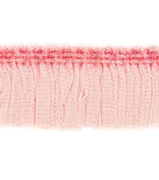 Wrights Tricot Stretch Fringe Trim 1'' Pink