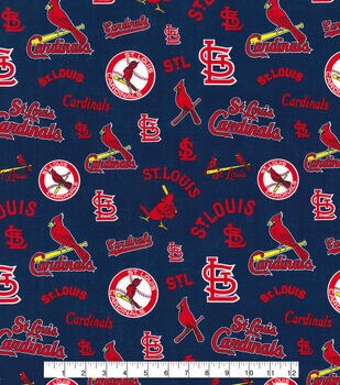 MLB St Louis Cardinals Blue Fleece Fabric by the Yard 6517 B 