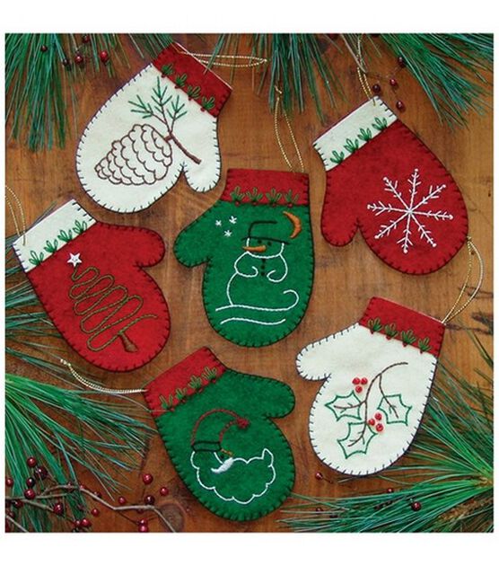 Rachel's of Greenfield 3 x 4 Mittens Needle Felt Ornament Kit 6ct