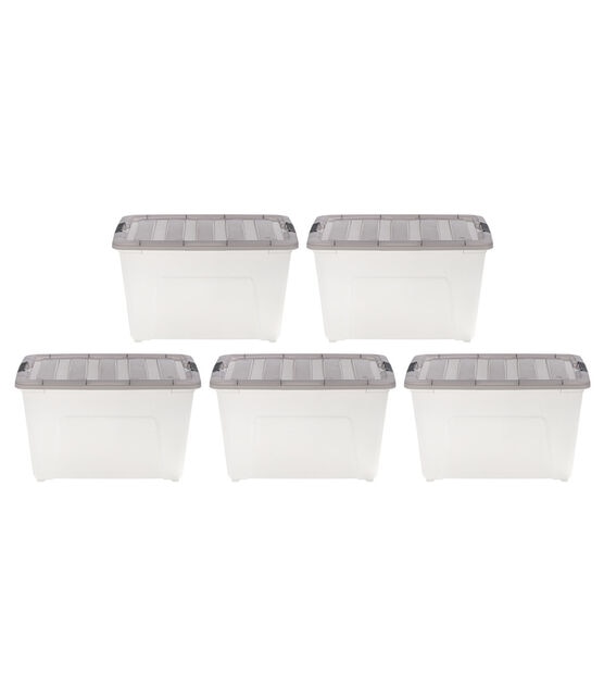 Iris USA 6 Quart Stack & Pull Clear Storage Box, Gray, 12 Pack