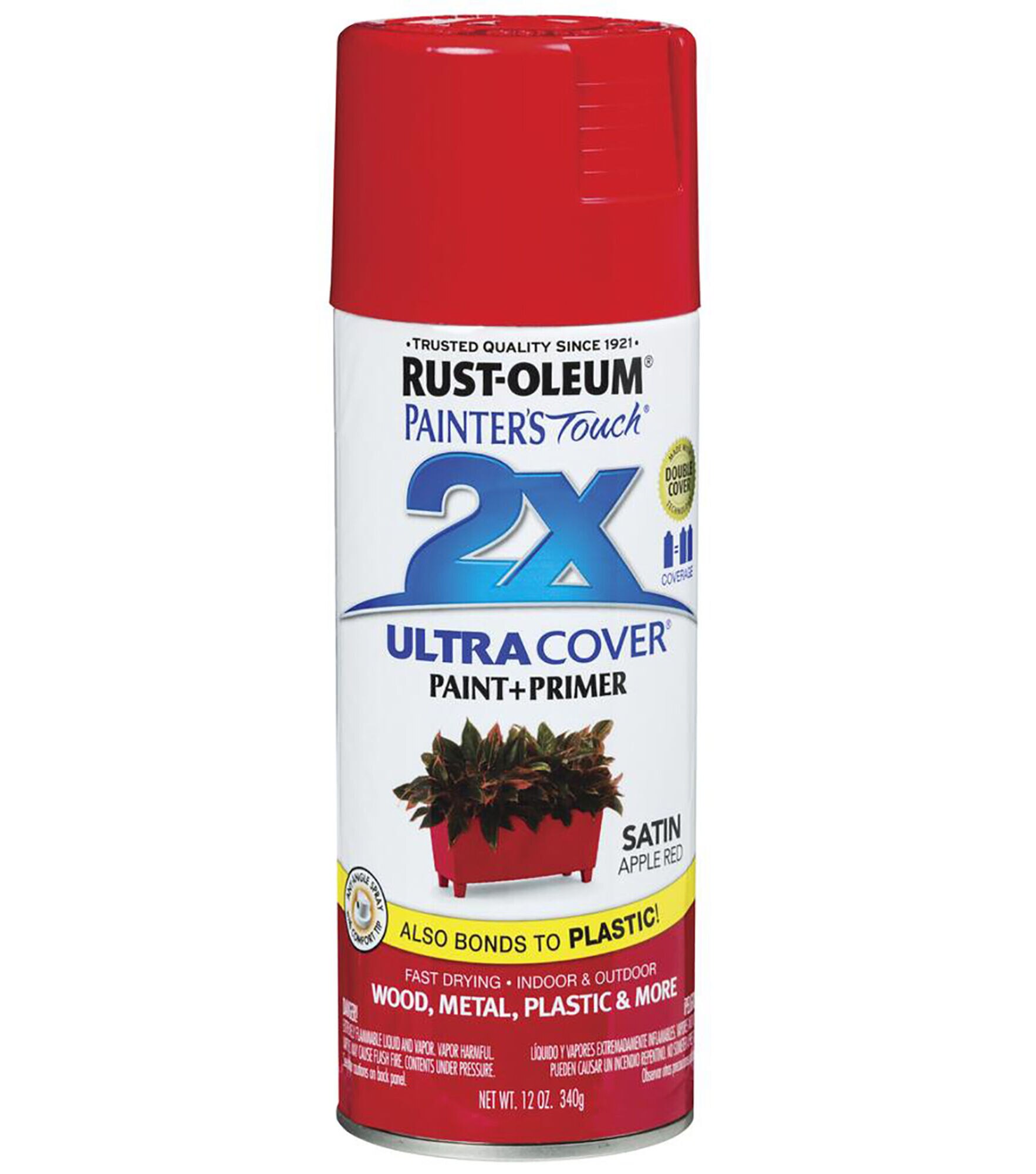 Rust Oleum Painter's Touch 2X Ultra Cover Satin Spray Paint, Apple Red, hi-res