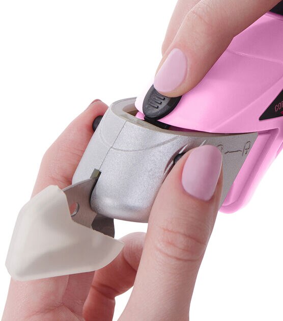 Pink Power Electric Fabric Scissors Box Cutter for Crafts, Sewing, Cardboard, Carpet, & Scrapbooking - Heavy Duty Professional Cutting Tool - Cordless