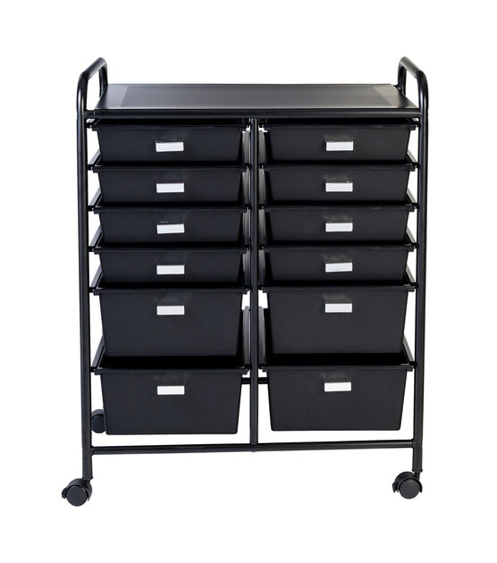 Honey Can Do 15" x 32" Black 12 Drawer Rolling Storage & Craft Organizer, , hi-res, image 5