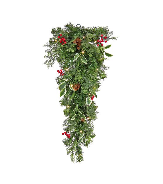 Holly Berry Mistletoe Christmas Swag Machine Embroidery Design