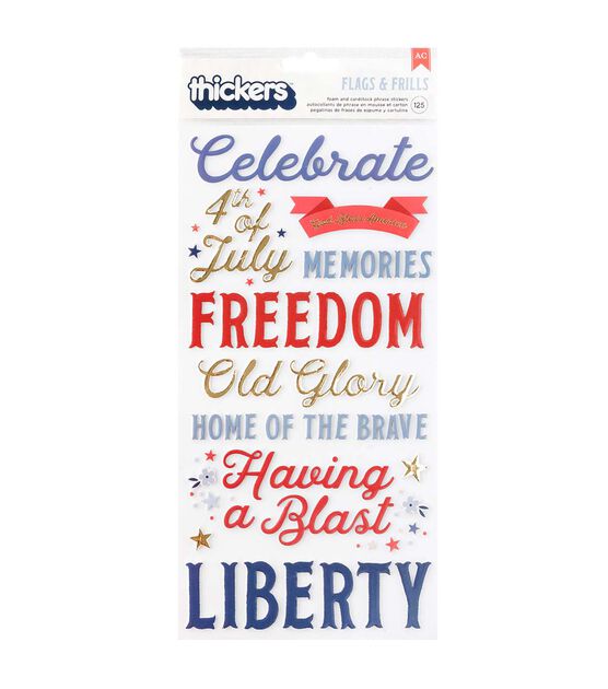 American Crafts 109ct Patriotic Phrase Stickers