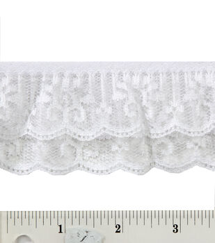 2 Layers Ruffled Pleated Lace Trim - 2-3/8