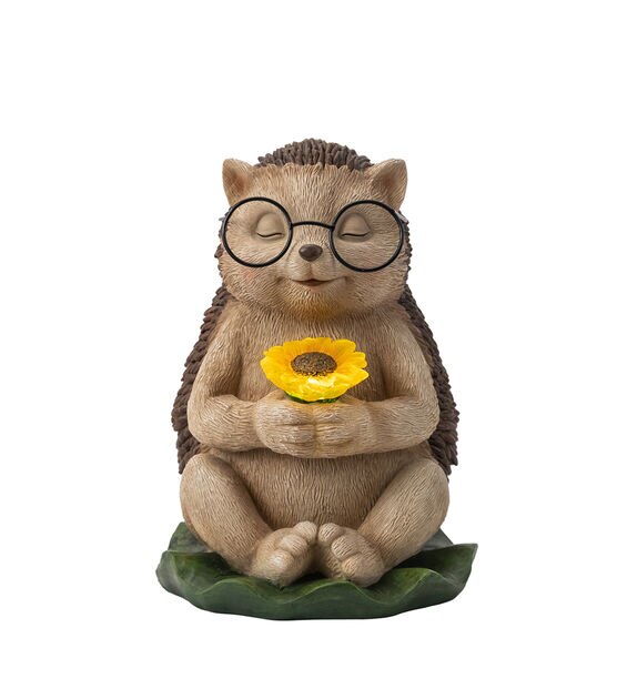 8" Spring Brown Hedgehog Outdoor Solar Garden Statue by Place & Time, , hi-res, image 2