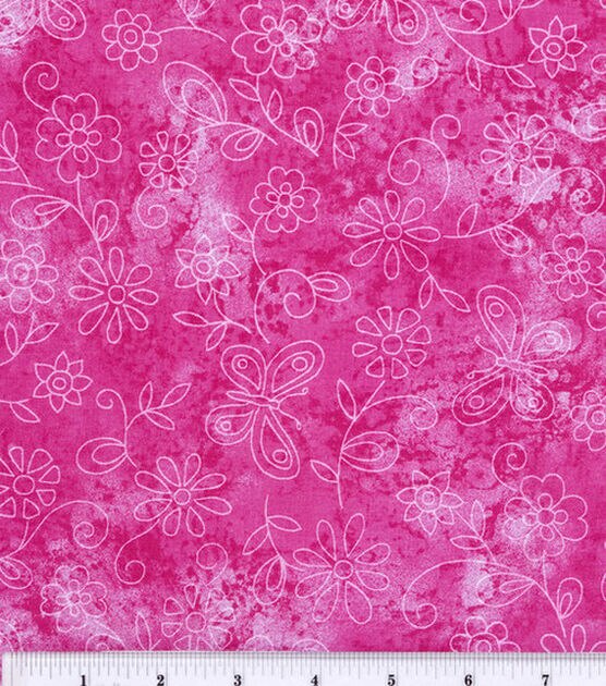 Fabric Traditions Butterflies on Pink Cotton Fabric by Keepsake Calico