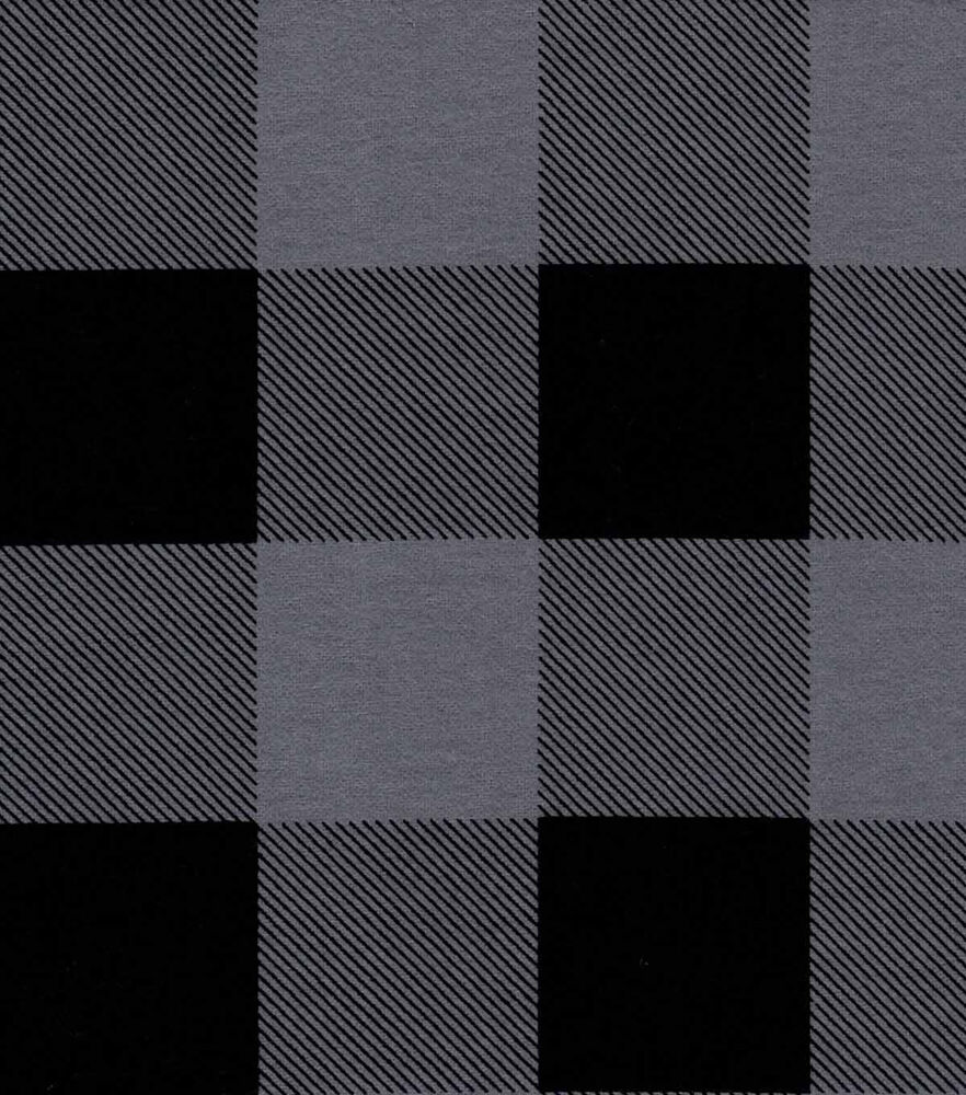 Buffalo Check Super Snuggle Flannel Fabric, Black And Gray, swatch
