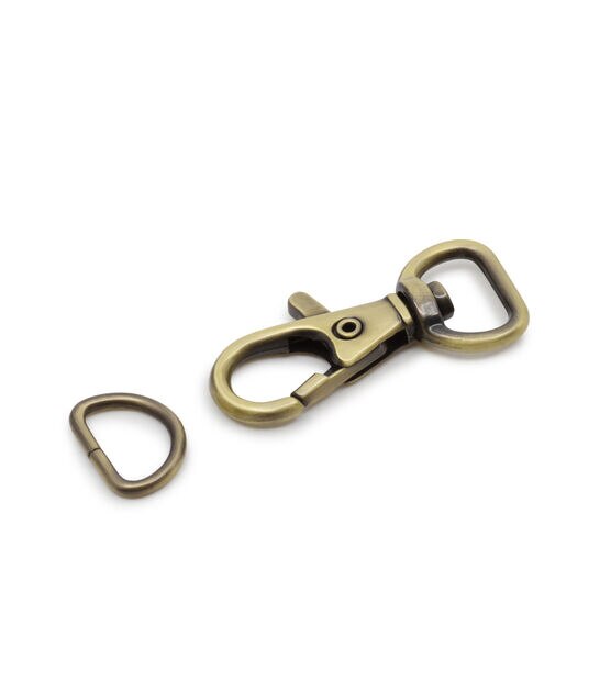 Dritz 1/2 Small Swivel Hook & D-Ring, Antique Brass