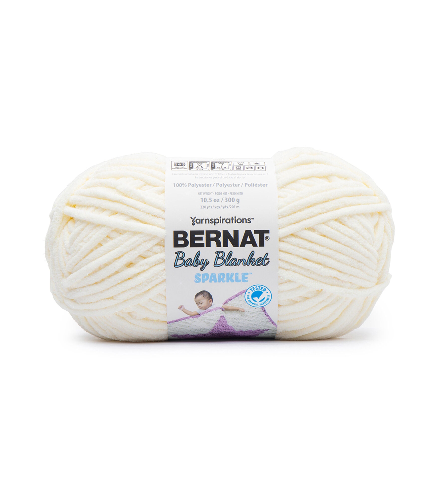 Bernat Baby Blanket Sparkle 220yds Super Bulky Polyester Yarn, Moonlight, hi-res