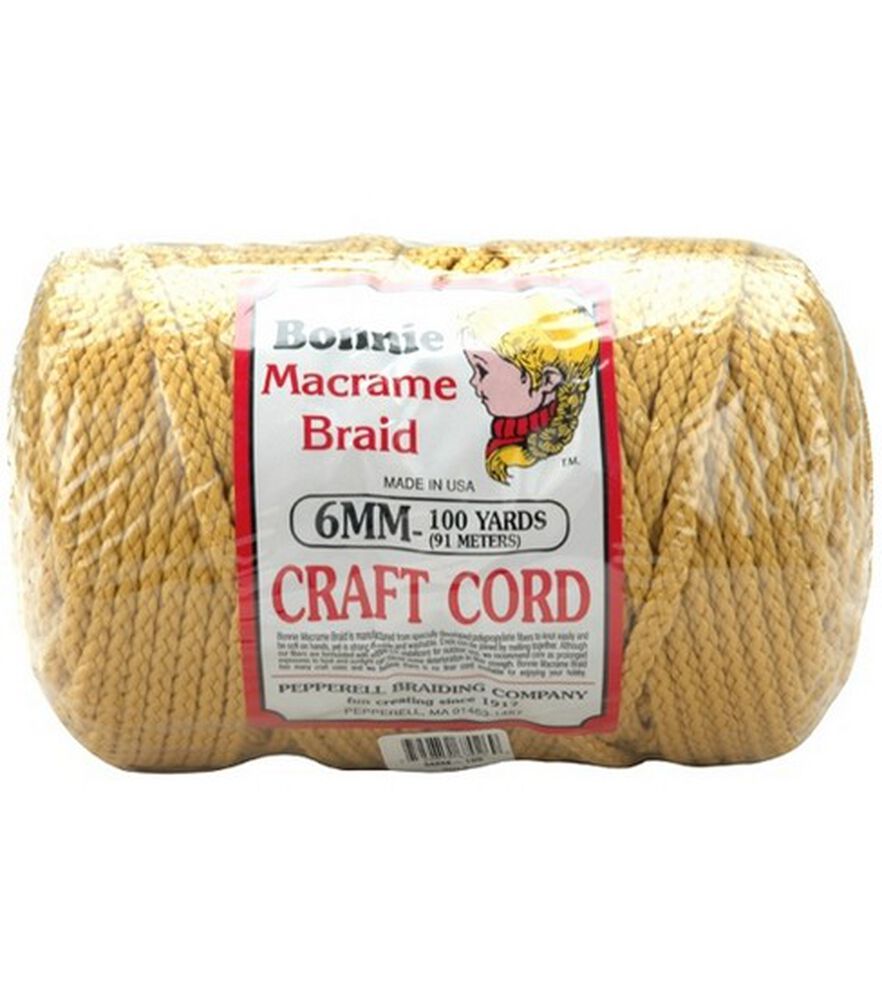 Bonnie Macrame 100yds, 6mm Craft Cord, Gold, swatch