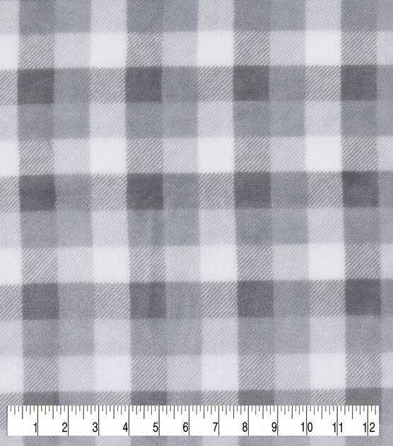 Gray & White Tri Buffalo Check Sew Lush Fleece Fabric | JOANN