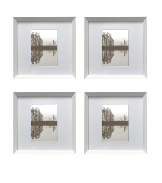 10" x 10" Matted White Wood Wall Frame Set 4pk by Place & Time