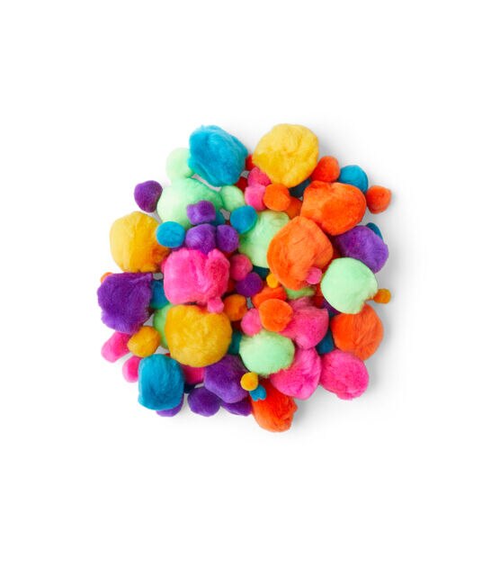 Creatology 80 multi colored rainbow assorted pom poms 3/4 to 1 1