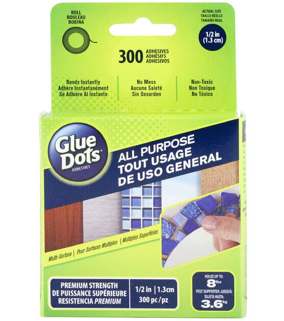 8 Pack: Glue Dots Removable Glue Squares Dot N' Go Dispenser, Size: 3/16, Clear