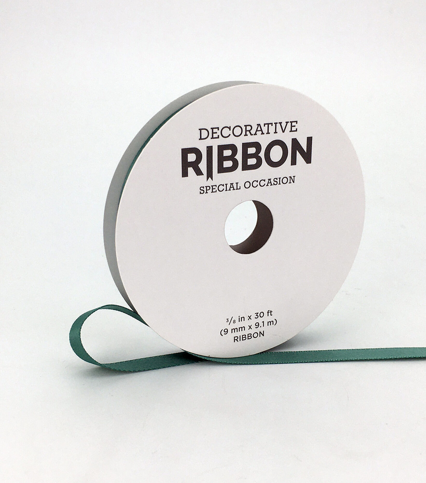 3/8" x 30' Satin Ribbon by Place & Time, Green, hi-res