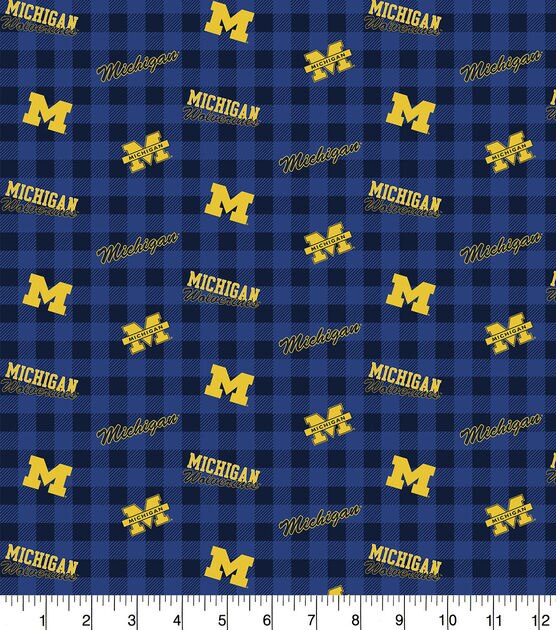 Michigan Wolverines Flannel Fabric Checks