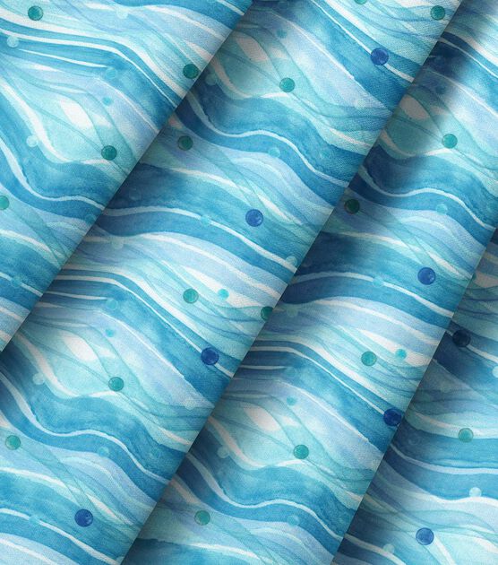 Robert Kaufman Teal Ocean Waves Cotton Fabric by Keepsake Calico, , hi-res, image 3