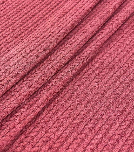 SALE Retro Printed Stretch Ribbed Knit Fabric 5518 Red, by the yard