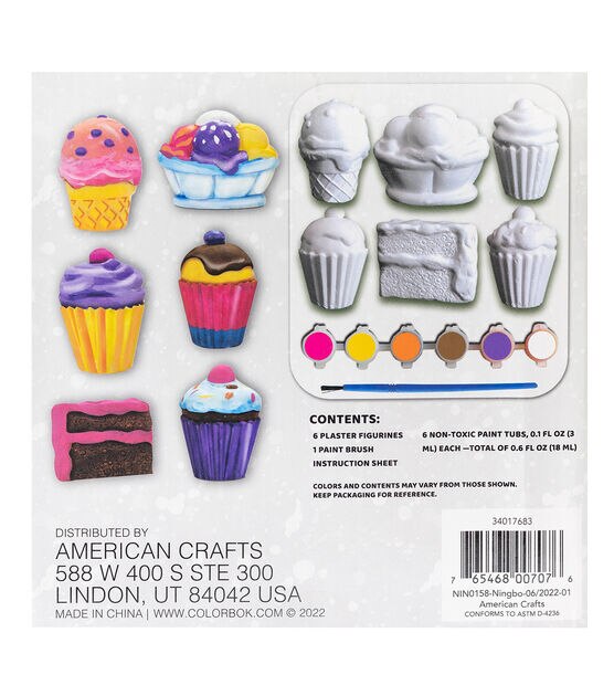 American Crafts 6ct Plaster Sweets Figurine Paint Kit, , hi-res, image 2