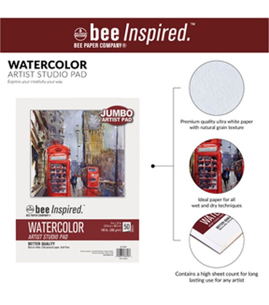 Bee Studio Watercolor Jumbo Artist Paper Pad 9 x 12