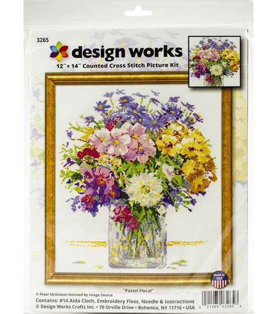 Design Works 12" x 14" Pastel Floral Counted Cross Stitch Kit