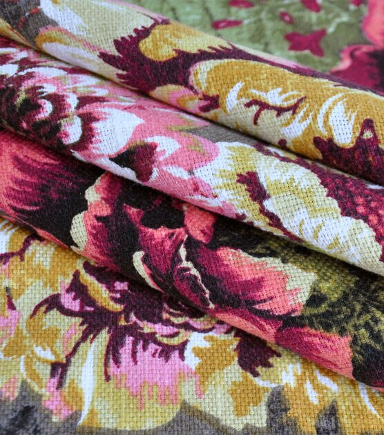 Fiona Peony - Pink Linen mix fabric, Patterned