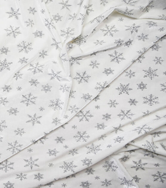 White Snowflake Glitter Velvet Fabric by Sew Sweet