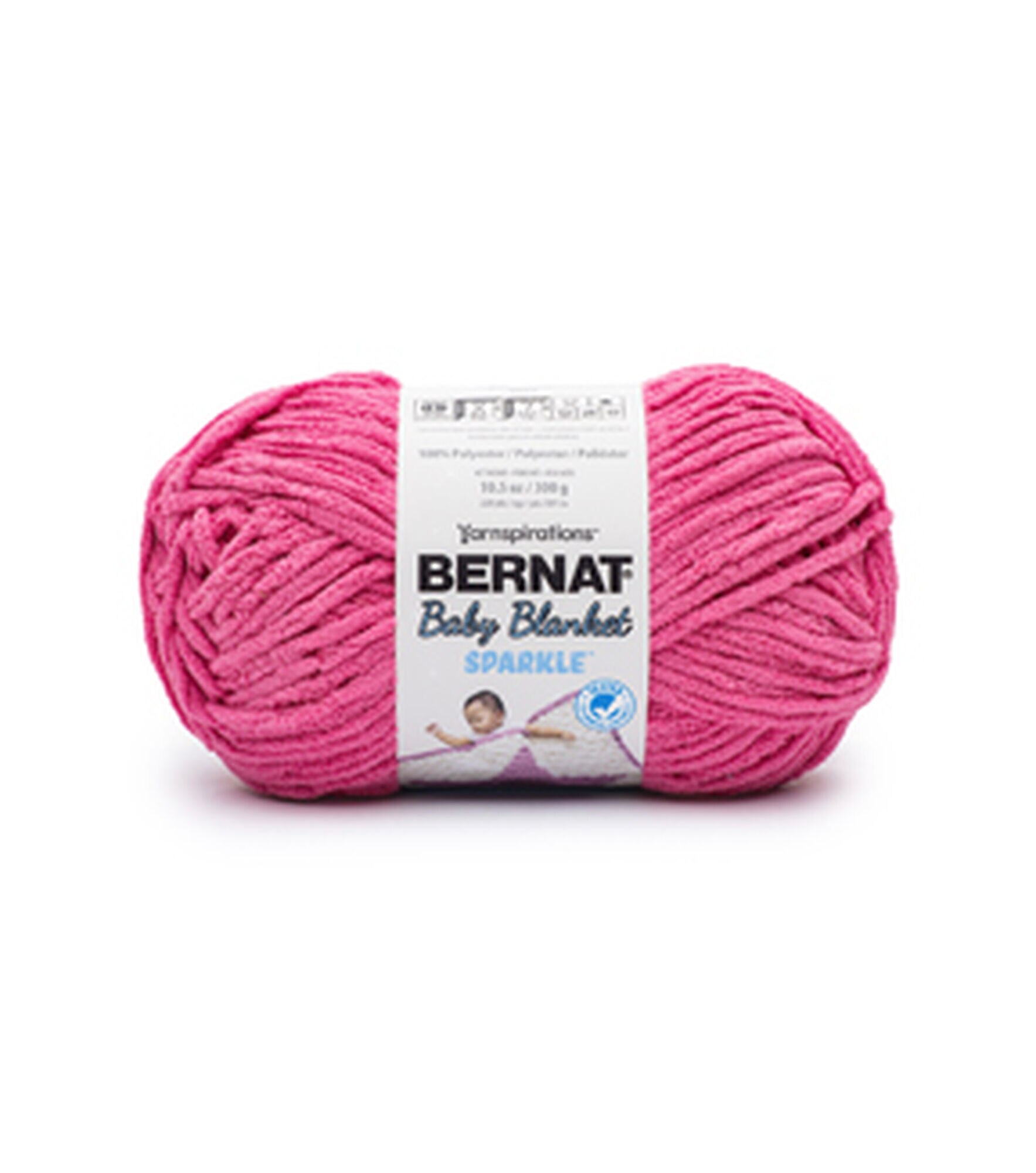 Bernat Baby Blanket Sparkle 220yds Super Bulky Polyester Yarn, Hot Pink, hi-res