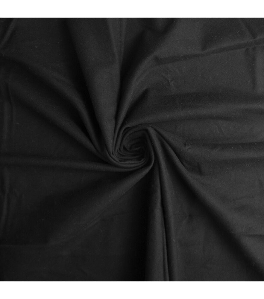 Comfy Cozy Flannel Fabric Solids, Black, swatch
