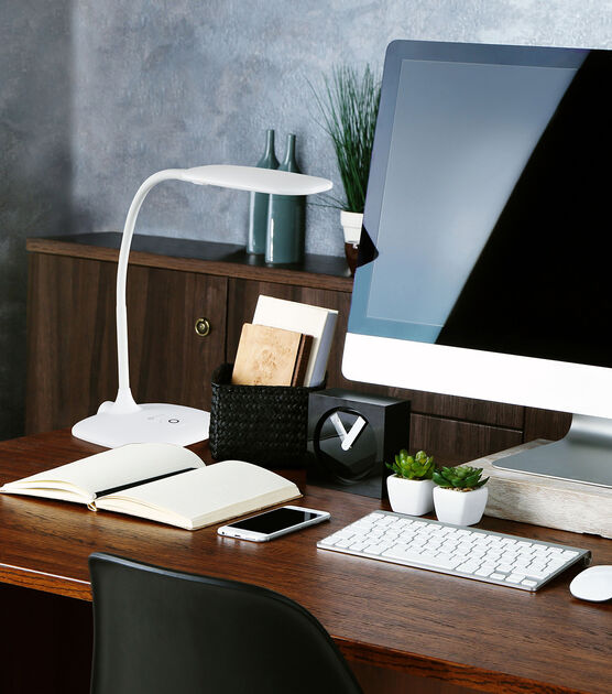 OttLite 18" White Adjustable Soft Touch LED Desk Lamp, , hi-res, image 6