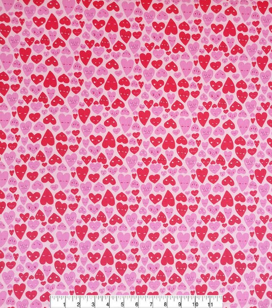 Hearts On Pink Valentine's Day Cotton Fabric, , hi-res, image 2