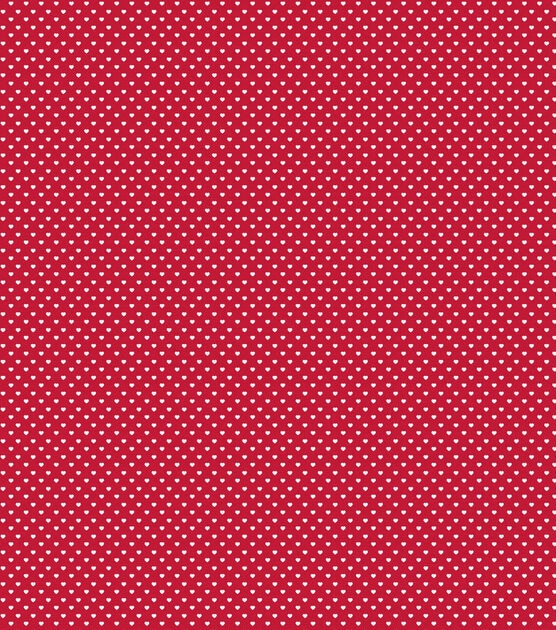 White Hearts On Red Valentine's Day Cotton Fabric, , hi-res, image 2