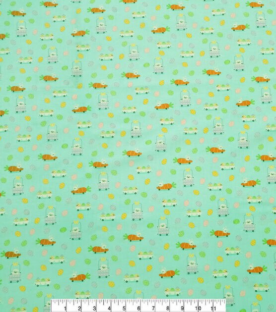 Carrot Mobiles on Green Easter Cotton Fabric, , hi-res, image 2