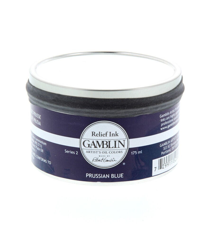 Gamblin Relief Ink 175ml, Prussian Blue, swatch