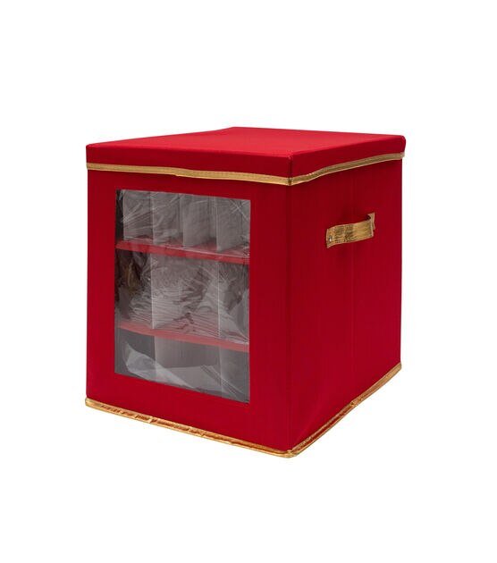 Simplify 19-in x 17.75-in 96-Compartment Red Cardboard Ornament Storage Box  in the Ornament Storage Boxes department at