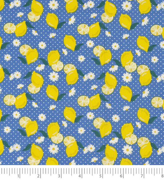 SINGER Lemons on Blue Novelty Cotton Fabric, , hi-res, image 3