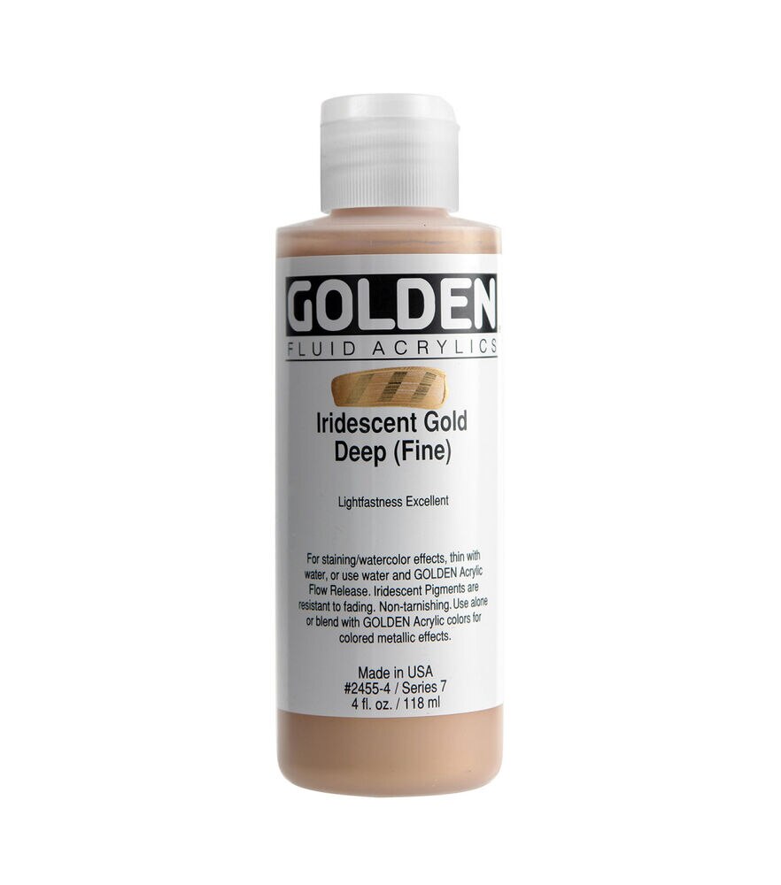 Golden Iridescent Fluid Acrylic 4 oz, Iridescent Gold Deep, swatch