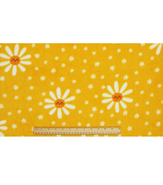 Spring Daisy on Yellow Anti Pill Plush Fleece Fabric by POP!, , hi-res, image 4